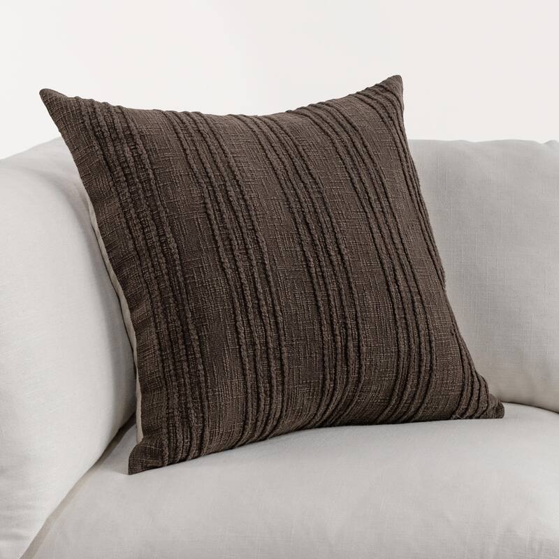 Villa by Classic Home Hannah 100% Cotton 22" Throw Pillow - 22x22 - Brown