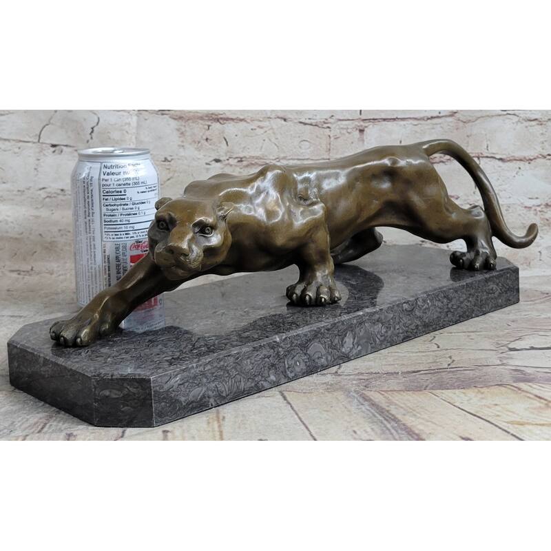 Cougar Panther Imitative Lioness Mountain Imitative Lion Bronze Statue Sculpture Figure Barye 5 Inches X 16 Inches
