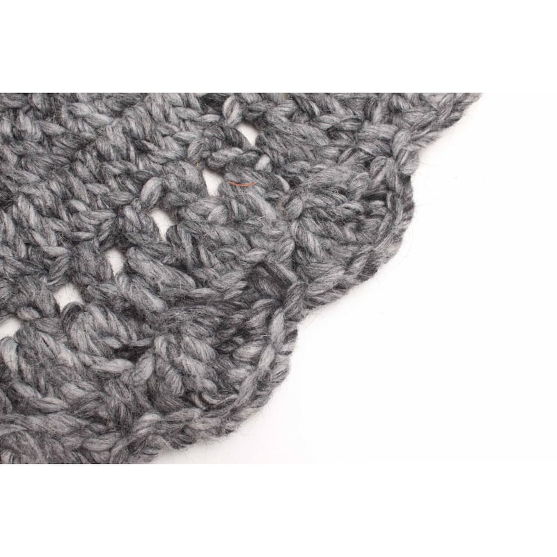 ECARPETGALLERY Braid weave Sienna Dark Grey Wool Rug - 3'2 x 3'2