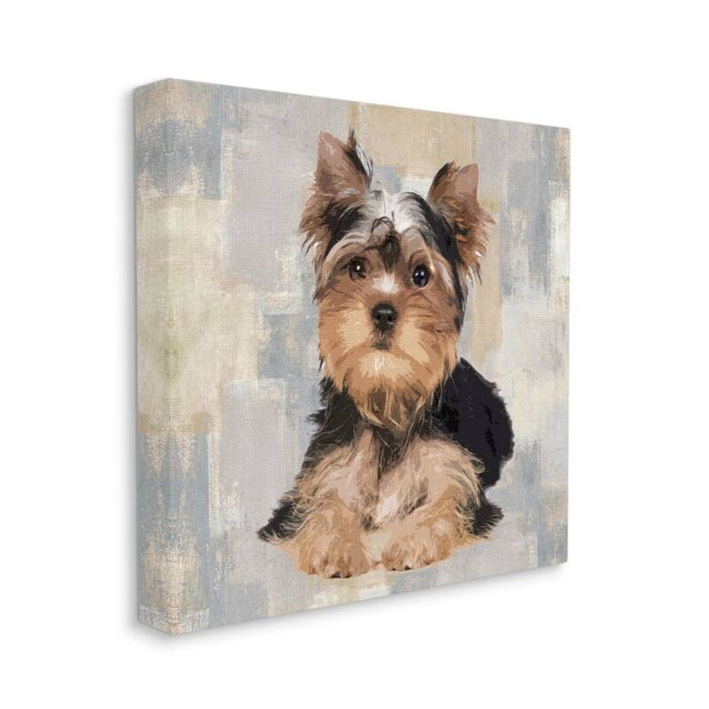 Stupell Yorkshire Terrier Dog Neutral Patchwork Pattern Canvas Wall Art - 36 x 36