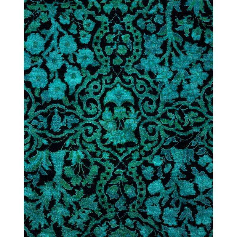 Overton Hand Knotted Wool Vintage Inspired Modern Contemporary Overdyed Blue Runner Rug - 3' 1" x 13' 3"