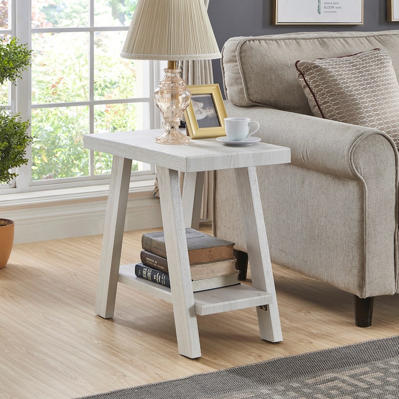 Roundhill Furniture Athens Contemporary Wood Shelf Side Table - White - Wood