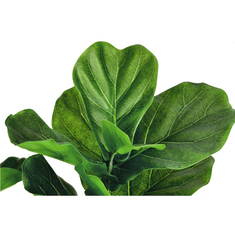 Artificial Fiddle Leaf Fig Tree in White Decor Pot, Faux Green Plant