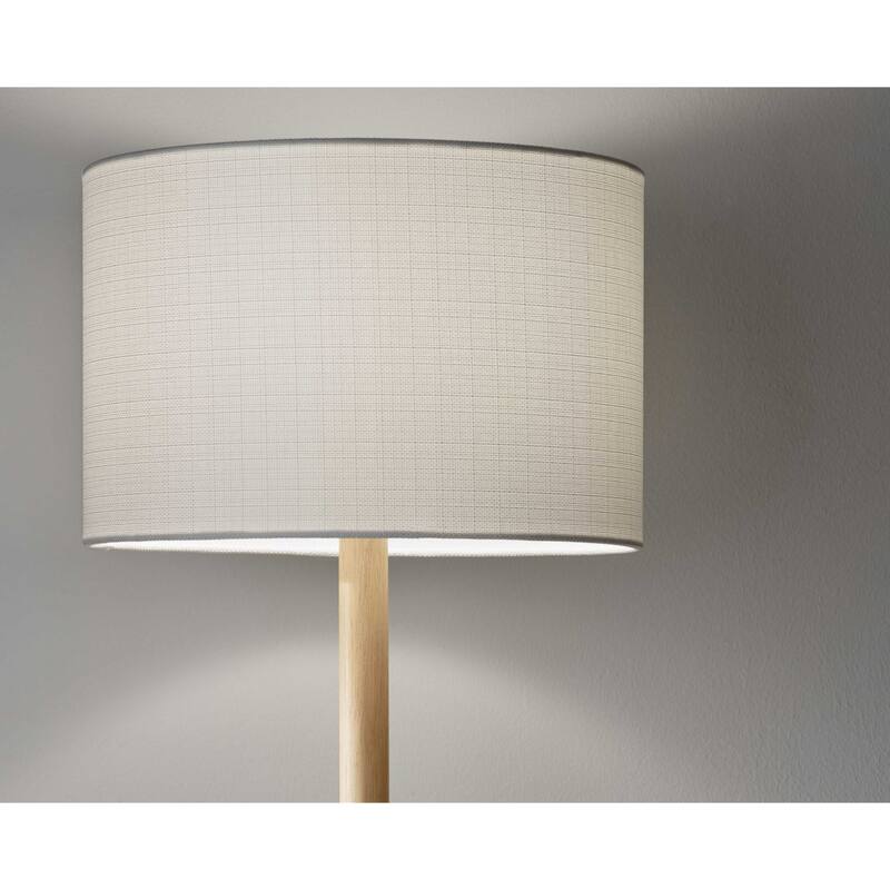 59" Solid Wood Floor Lamp with Linen Drum Shade and Traditional Plug-In Light for Living Room - 58.5”H x 16”W x 16”D
