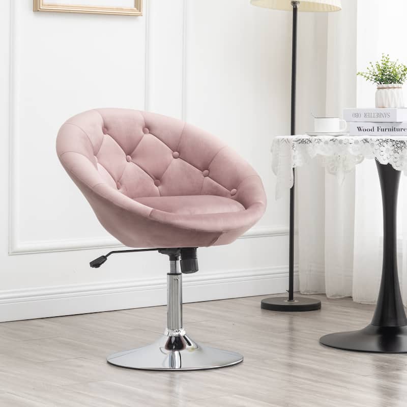 Roundhill Furniture Noas Velvet Upholstered Tufted Back Swivel Accent Chair
