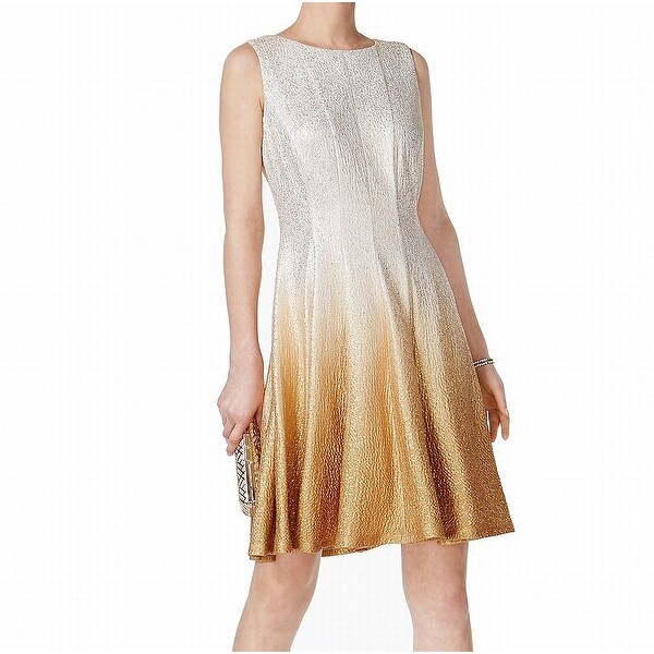 white and gold women's dress