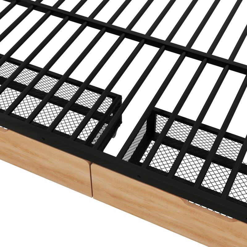 Full Over Full Bunk Bed with 2 Drawers for Kids, Adults, Teens, Metal Convertible 2 Bedframe with Ladder & Safety Guardrails