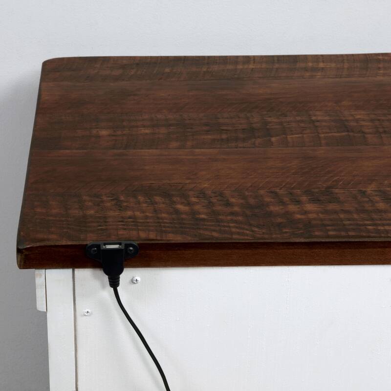 Ynez Farmhouse White Wood 2-Drawer Nightstand with USB Port by Furniture of America