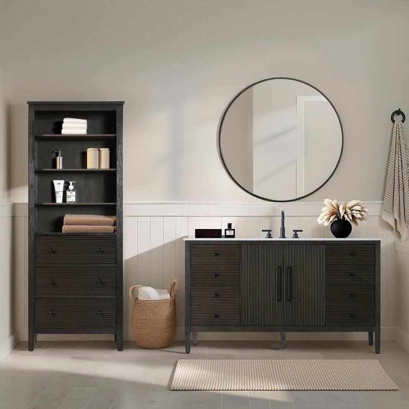 Kensington 16-28 Inch Open Shelving Bath Storage Cabinet