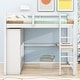 preview thumbnail 3 of 7, Full Loft Bed with Built-in Wardrobe, Desk, Shelves&Drawers, Wood Loft Bed Frame w/Full-Length Guardrails for Bedroom Dorm,White