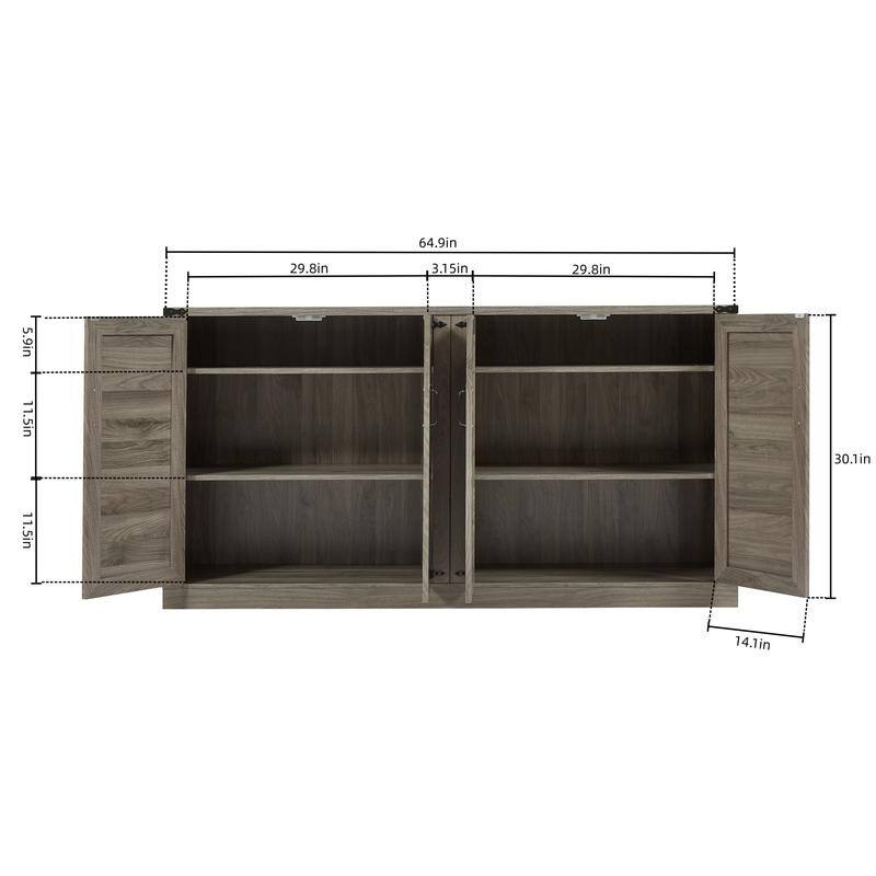 Faux Rattan Sideboard with Barn Doors