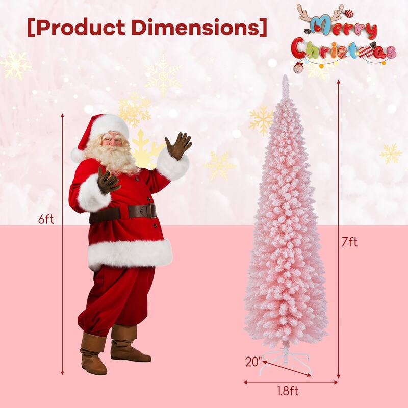Gymax 5/7/8/6 FT Artificial Pink Christmas Tree w/ 328/635/1000/460