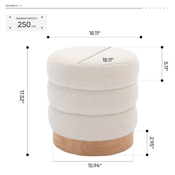 Tufted Modern Foot Rest Stool with Wood Base for Living Room - Cream ...