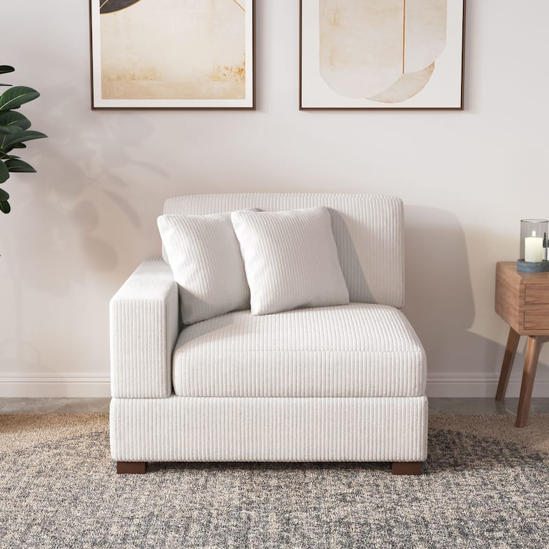 Upholstered Corduroy Modular Sectional Sofa with 2 throw pillows