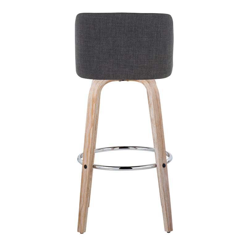 The Gray Barn Vallberga 30" Fixed-Height Bar Stool with White Washed Wood Base (Set of 2)