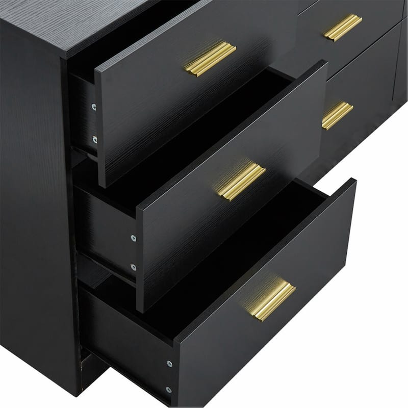 Modern Black 9-Drawer Bedroom Dresser - Wide Chest with Ample Storage for Organized Spaces，Sturdy & Safe