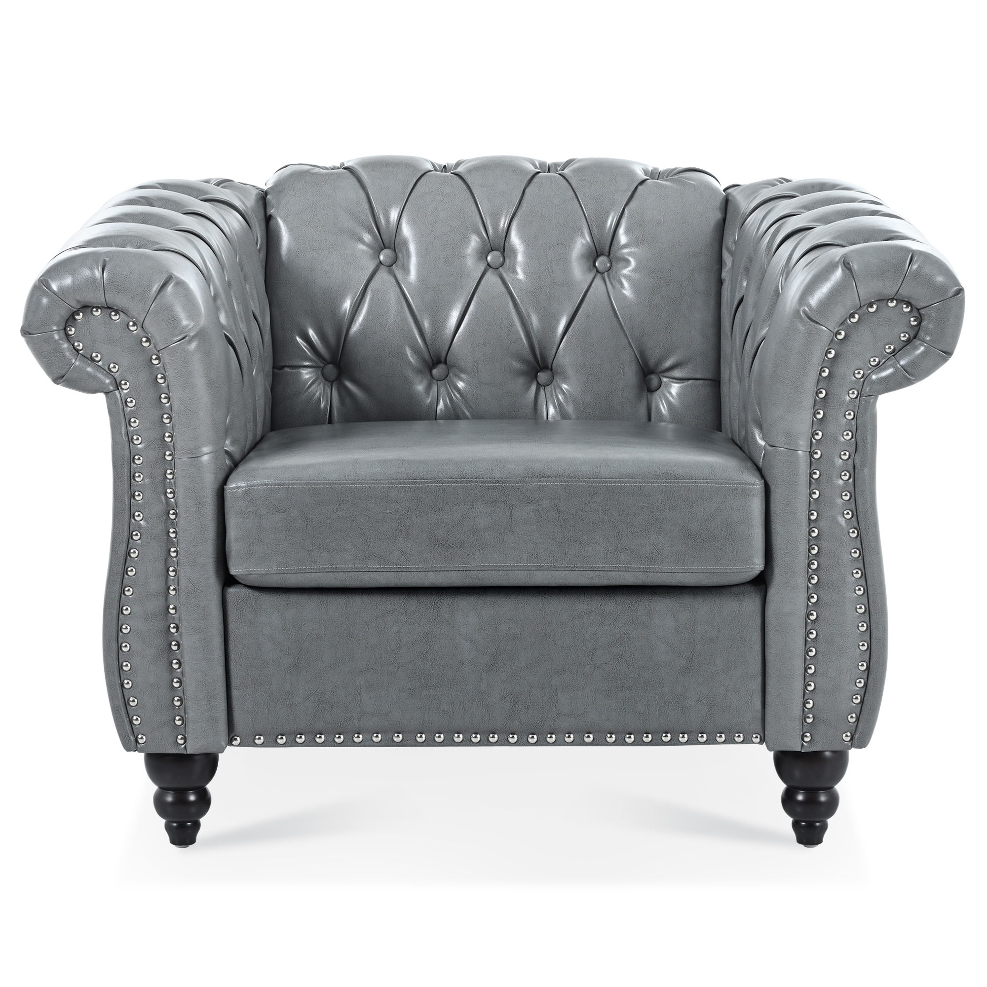 Grey chair hotsell with silver studs