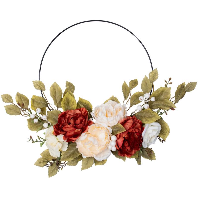 Autumn Harvest Artificial Floral Fall Foliage Twig Wreath with, 21"