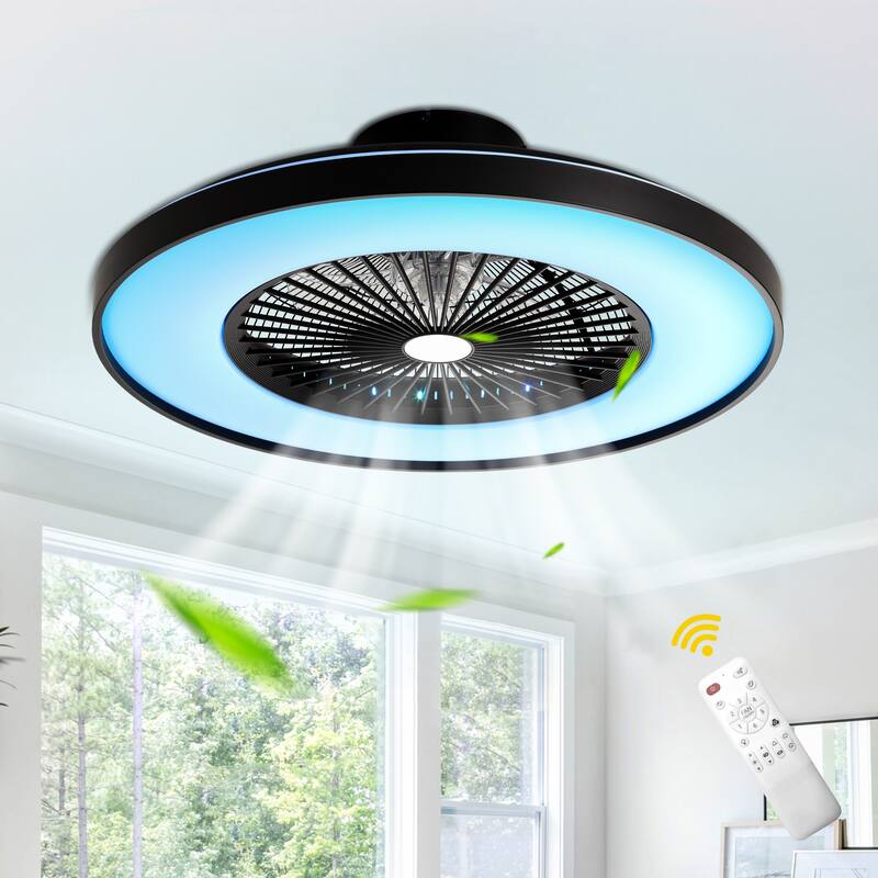 Bella Depot 23" Ceiling Fan with RGB LED Light and Remote APP Control Reversible 6-speed