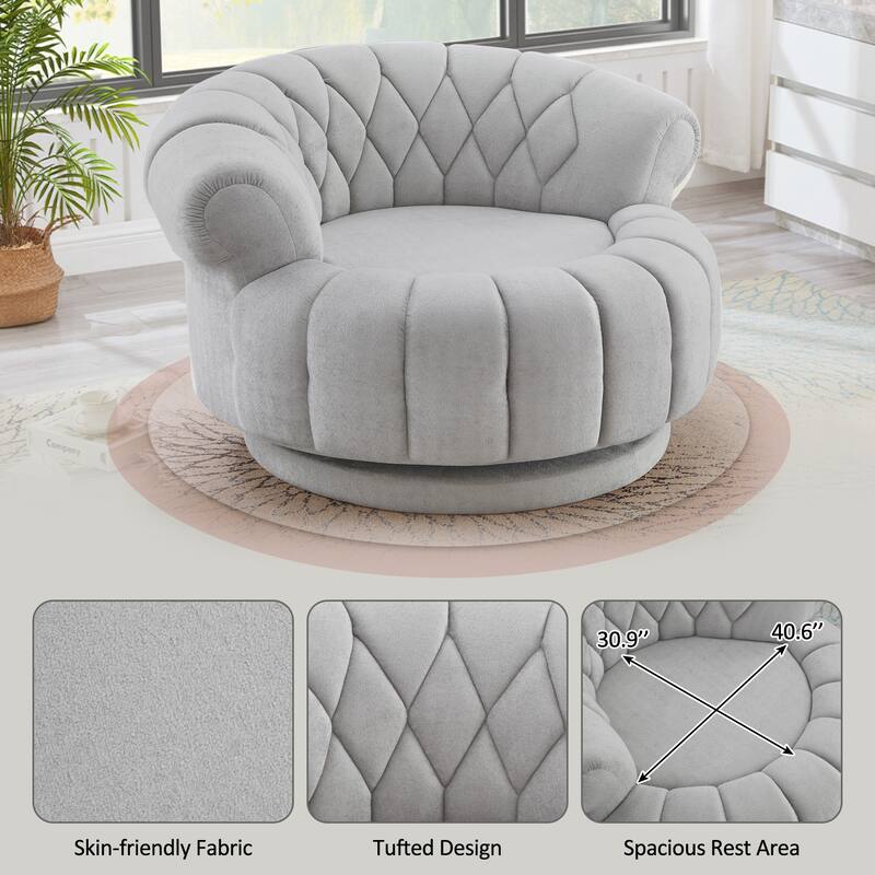 360° Swivel Accent Chair - Modern Barrel Club Chair for Living Room, Bedroom, Office Seating
