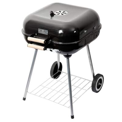 Amara 18 Inch Ultra Portable BBQ Grill in Black with Stay-Cool Wood Handles