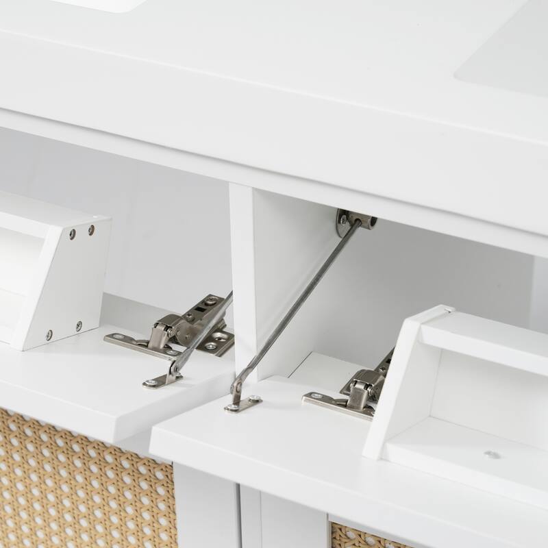 60 Inch Bathroom Vanity with Double Sink, Large Storage Space with 2 Tip-Out Trays / Flip-Out Drawers