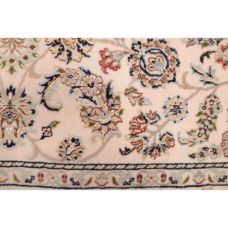 ECARPETGALLERY Hand-knotted Nain Cream Silk, Wool Rug - 5'8 x 5'11