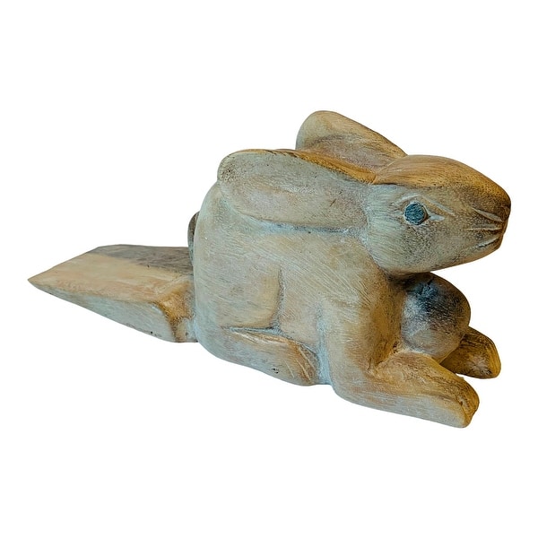 Bunny Rabbit Doorstop Carved Wood Whitewashed Finish - Multi - Bed Bath ...