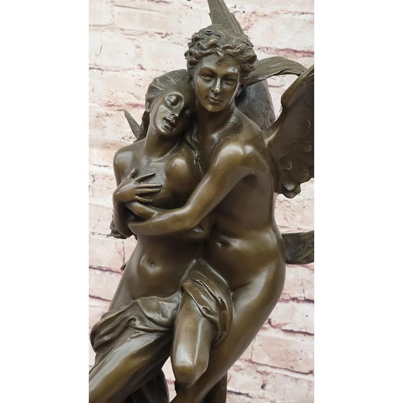 After Henri Godet Cupid And Psyche Romance Bronze Sculpture