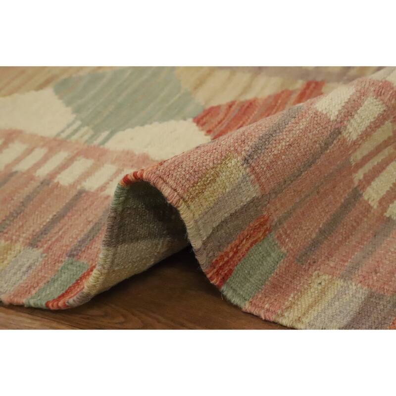 Hand Woven Oriental 100% Wool Carpet Southwestern Tribal Multi-Colored Kilim Area Rug - 8' 11'' X 6' 0''