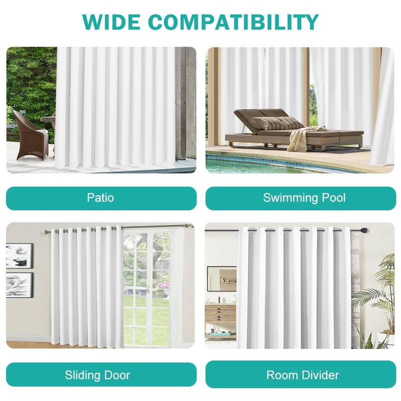 Pro Space Extra Wide Waterproof Outdoor Blackout Grommet Top Curtain (1 Panel)
