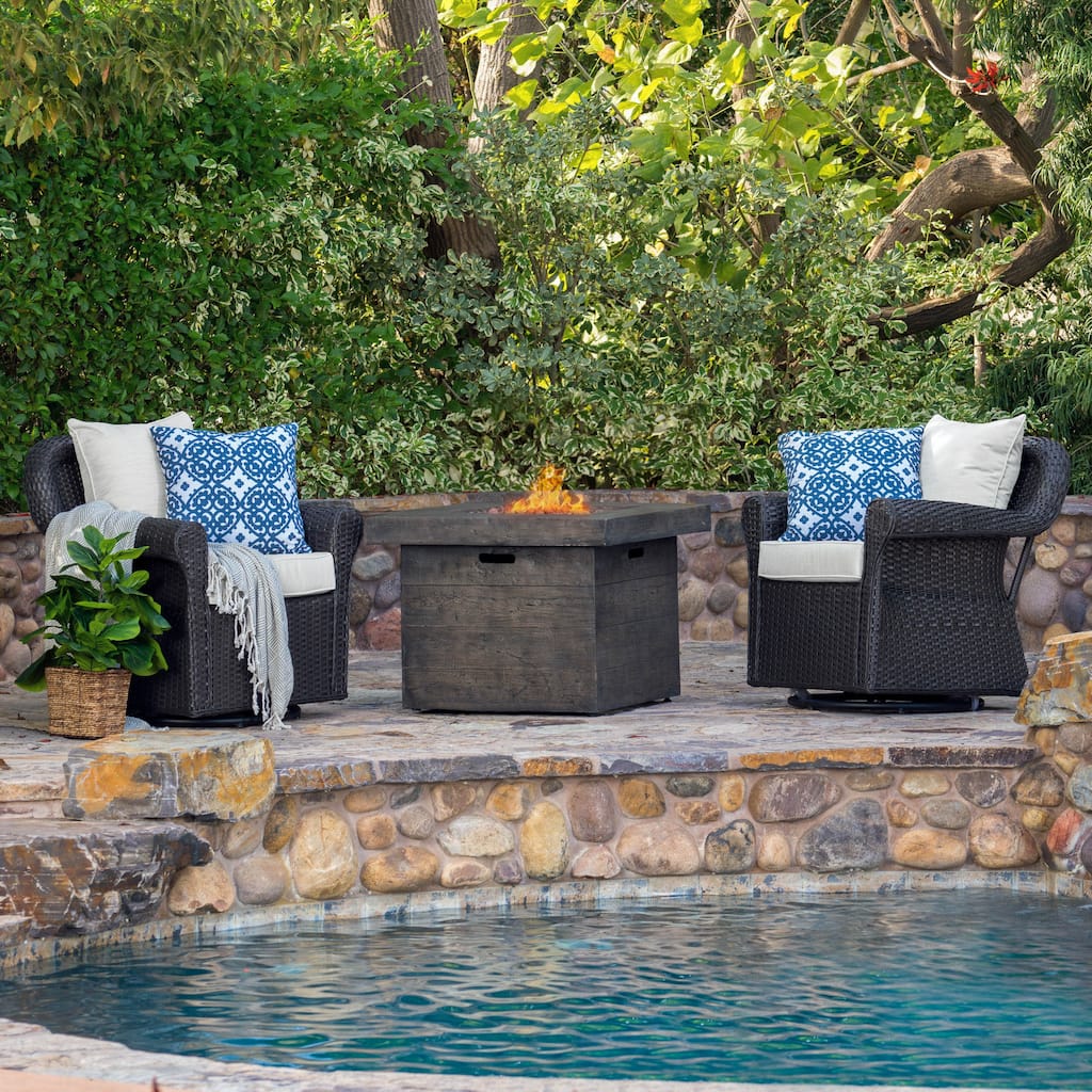 Arlington Outdoor 3-piece Gas Firepit Seating Set by Christopher Knight Home