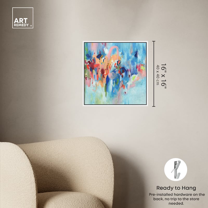 Art Remedy New Sky Framed Blue Abstract 1 Piece Canvas Wall Art