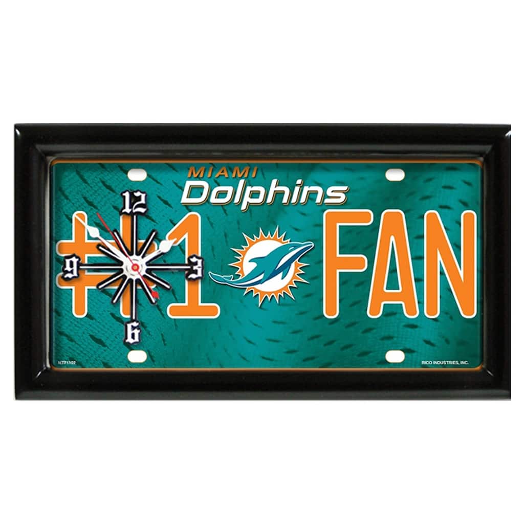 NFL Wall/Desk Analog Clock, #1 Fan with Team Logo - Miami Dolphins