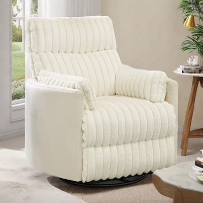 Swivel Recliner Chair with 360° Rotation and Manual Recline - Wide Plush Seat, Pillow-Top Arms, Pocket/Sinuous Springs