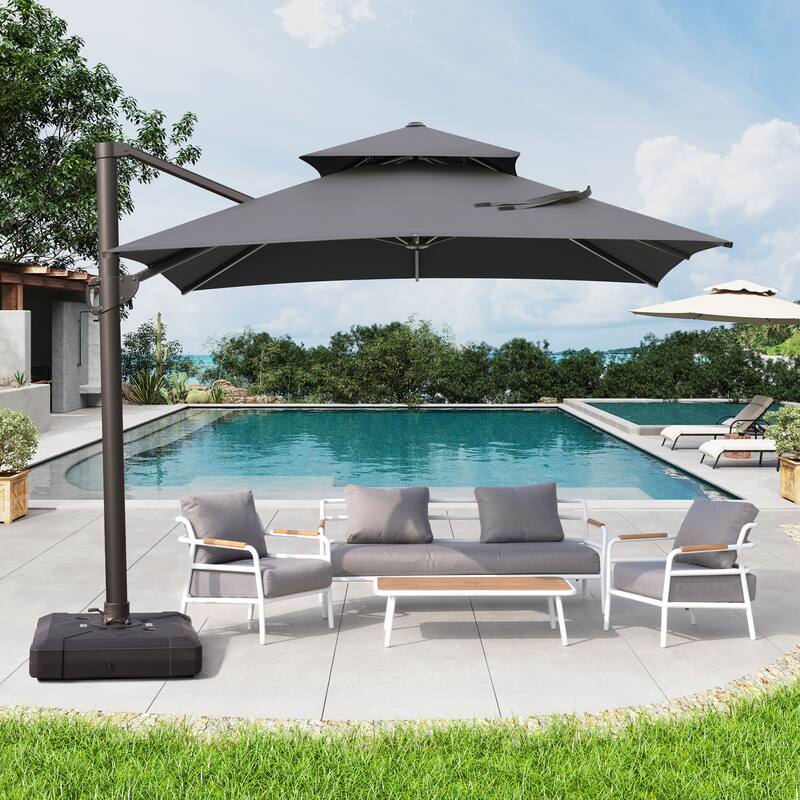 VredHom Patio Cantilever Offset Umbrella 360 degrees Rotation