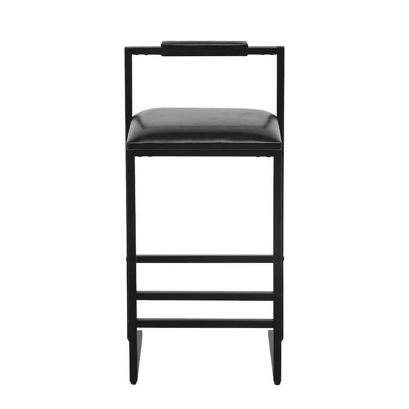 Bar Stool with Backrest Set of 2 Counter Height PU Leather Upholstered Bar Chairs with Footrest