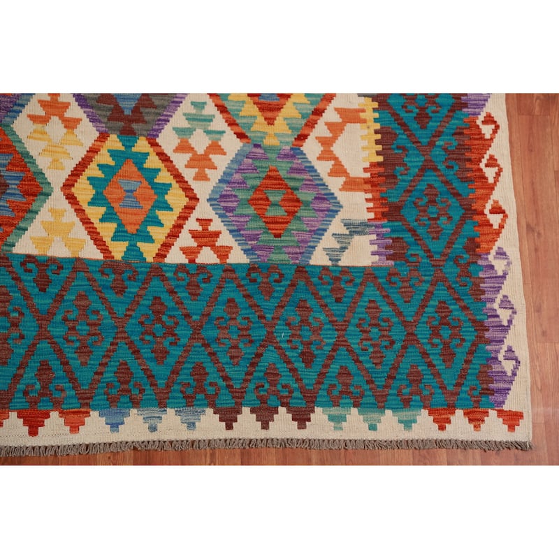 Kilim Oriental Area Rug Hand-Woven Southwestern Wool Carpet - 8'5"x 10'0"