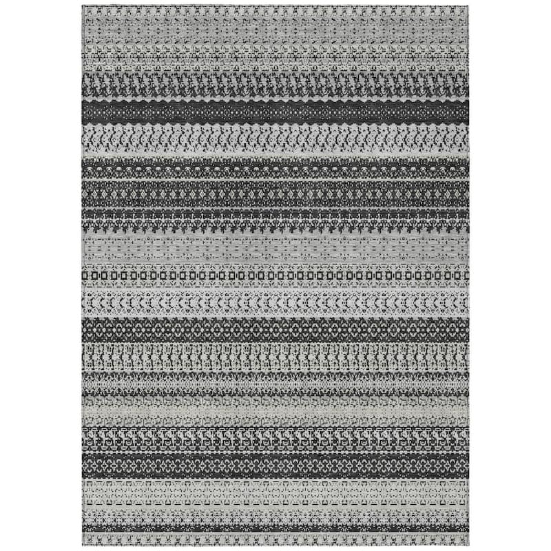 HomeRoots Striped Transitional Rectangle Outdoor Rug