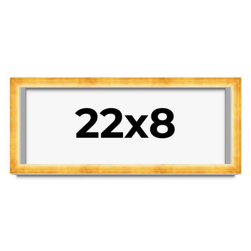 22x8 Shadow Box Frame Gold | 1.625 Inches Deep Real Wood Traditional