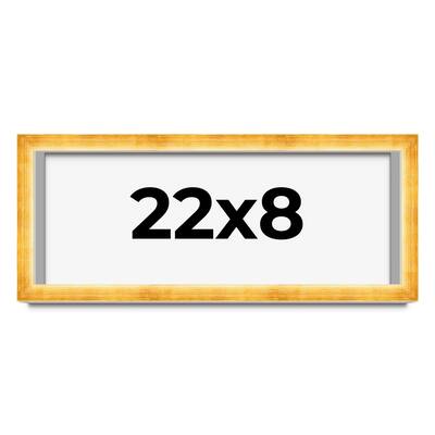 22x8 Shadow Box Frame Gold | 1.625 Inches Deep Real Wood Traditional