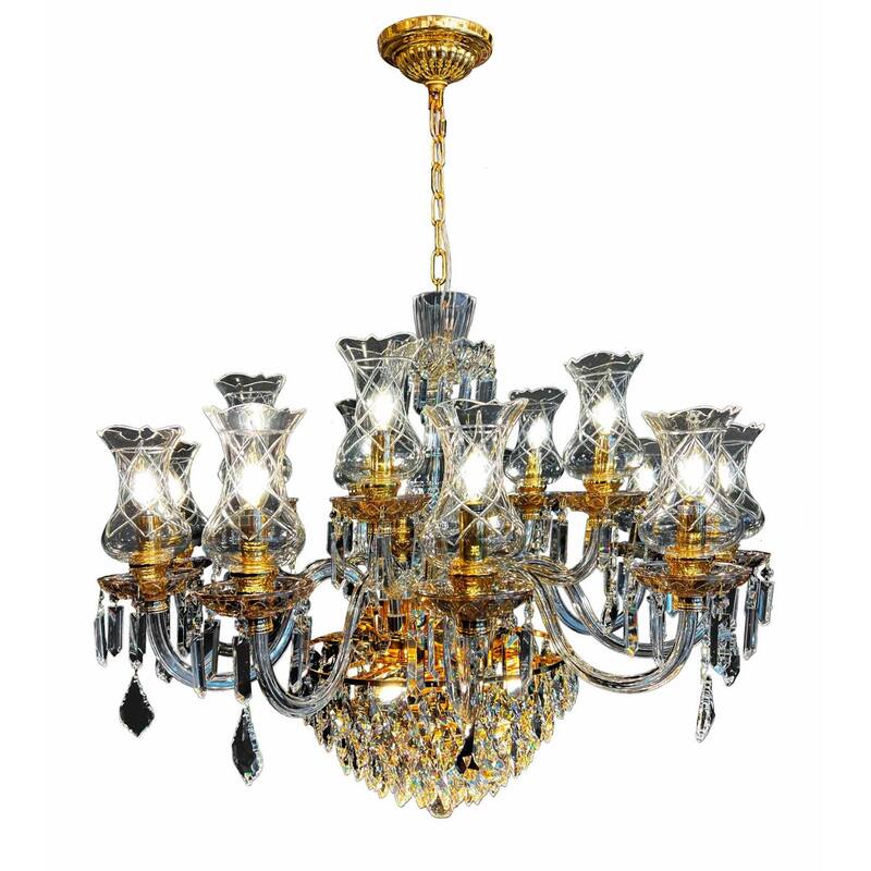 Vintage Crystal Chandelier Gold Pendant Chandelier 19 Lights