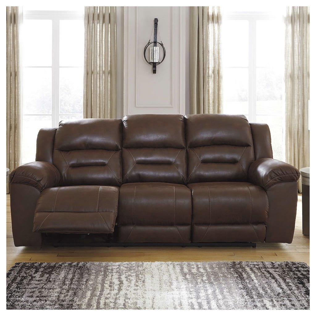 Stoneland Contemporary Reclining Sofa Chocolate