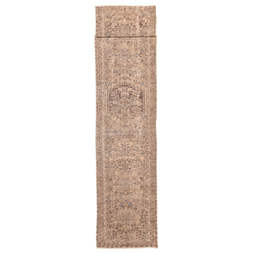 ECARPETGALLERY Hand-knotted Antalya Vintage Tan Wool Rug - 3'3 x 17'1