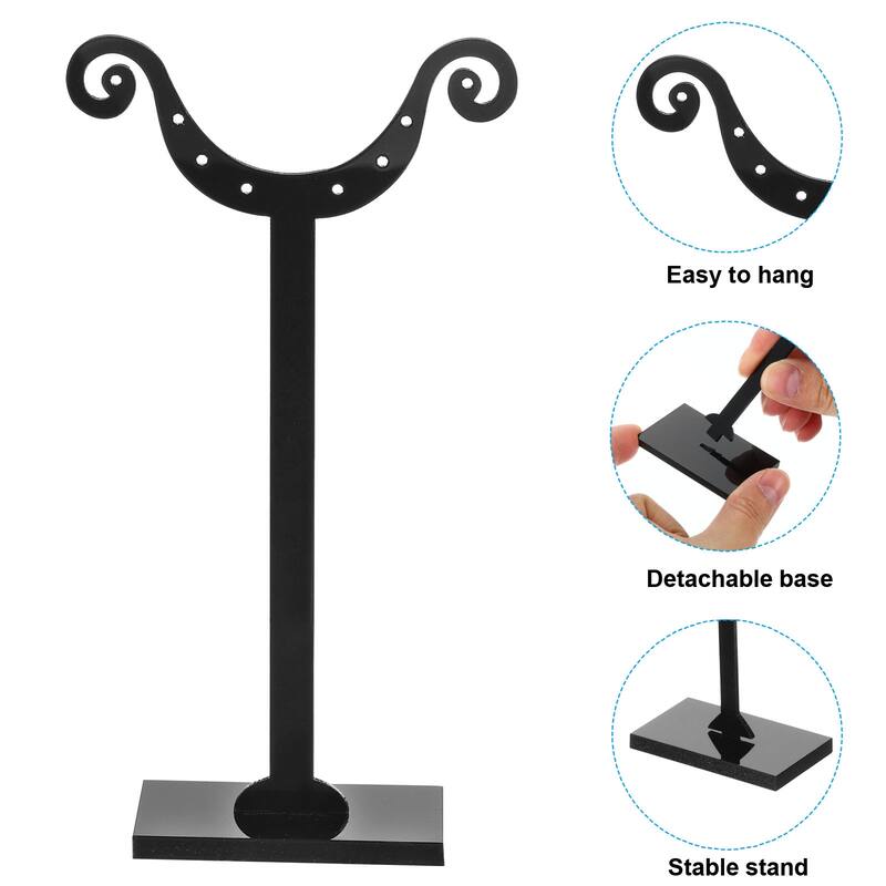 Earring Display Stand,6pcs Acrylic Earring Holder Earring Stands 8 Holes,Black - Black