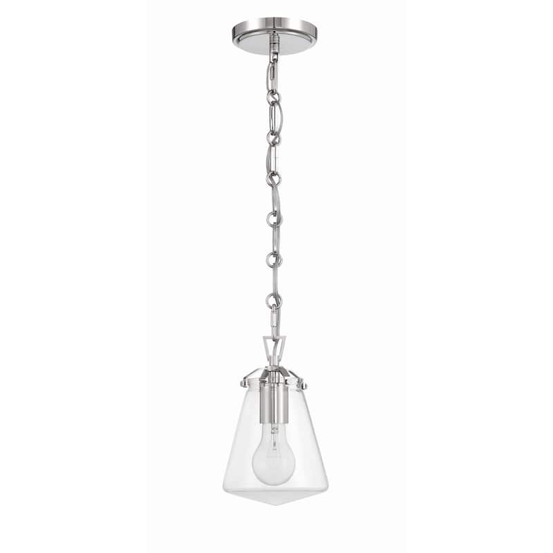 Voss 1 Light Polished Nickel Mini Pendant - 5.75"W x 9"H x 5.75"D