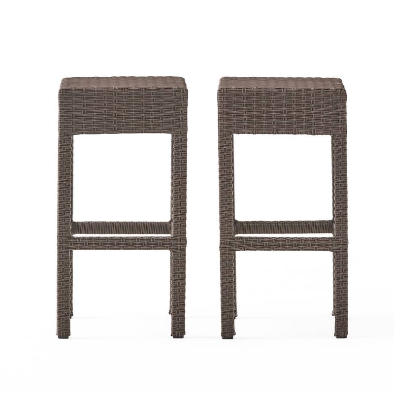 Rural Style Bar Chair, Outdoor Patio Wicker Barstool, Backless High Chair, Counter Stool for Home Patio Pub and Kitchen Island