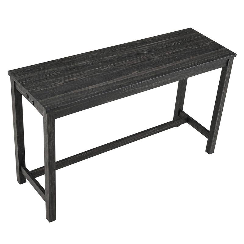 Bar Table Set with 3 Stools and Power Outlet