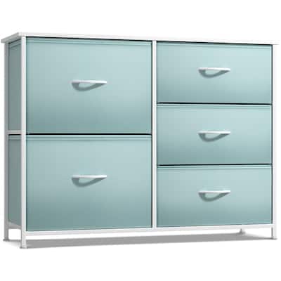5 Drawer Bedroom Chest Dresser and TV Stand, Pastel Collection