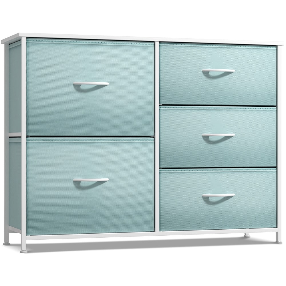 5 Drawer Bedroom Chest Dresser and TV Stand, Pastel Collection